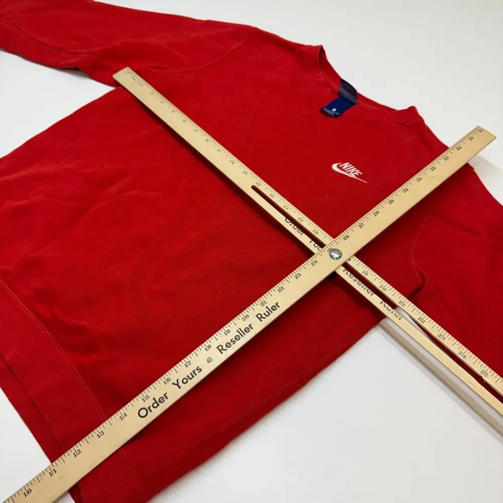 Nike Sweatshirt Mens Small Red Club Fleece Crewneck Pullover Swoosh Retro